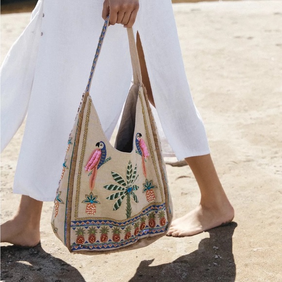 Zara Handbags - Zara NWT beaded shopper bag 6083/510